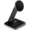 SATECHI 3-in-1 Foldable Qi2 Wireless Charging Stand (Space Gray) with Type A,C,G plugs