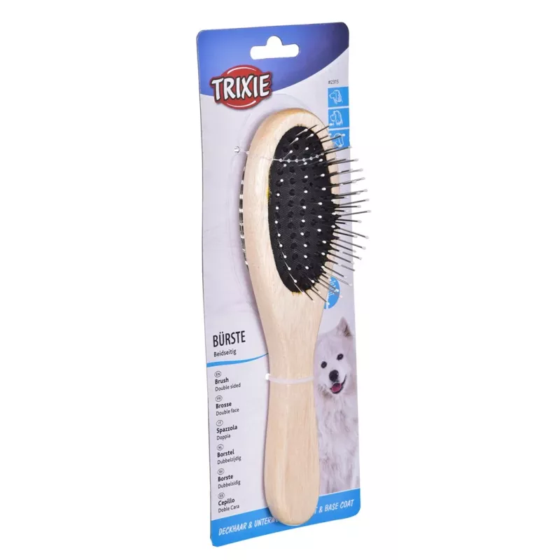 Dog Brush Trixie 2315 Wood double-sided nylon bristles, wooden handle, 225×55 mm