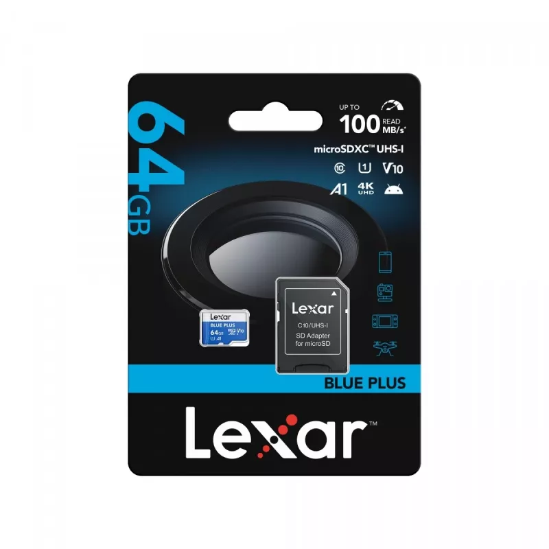 MicroSDXC memory card Lexar BLUE PLUS 64 GB UHS‑I 100 MB/s U1 V10 (blue)