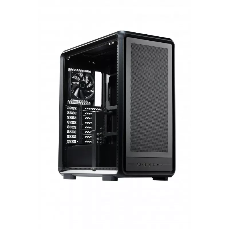 PC Midi Tower Cooler Master MasterFrame 500 Mesh — Black with Transparent Side, supports ATX/EATX, 2x200mm front, 1x120mm rear