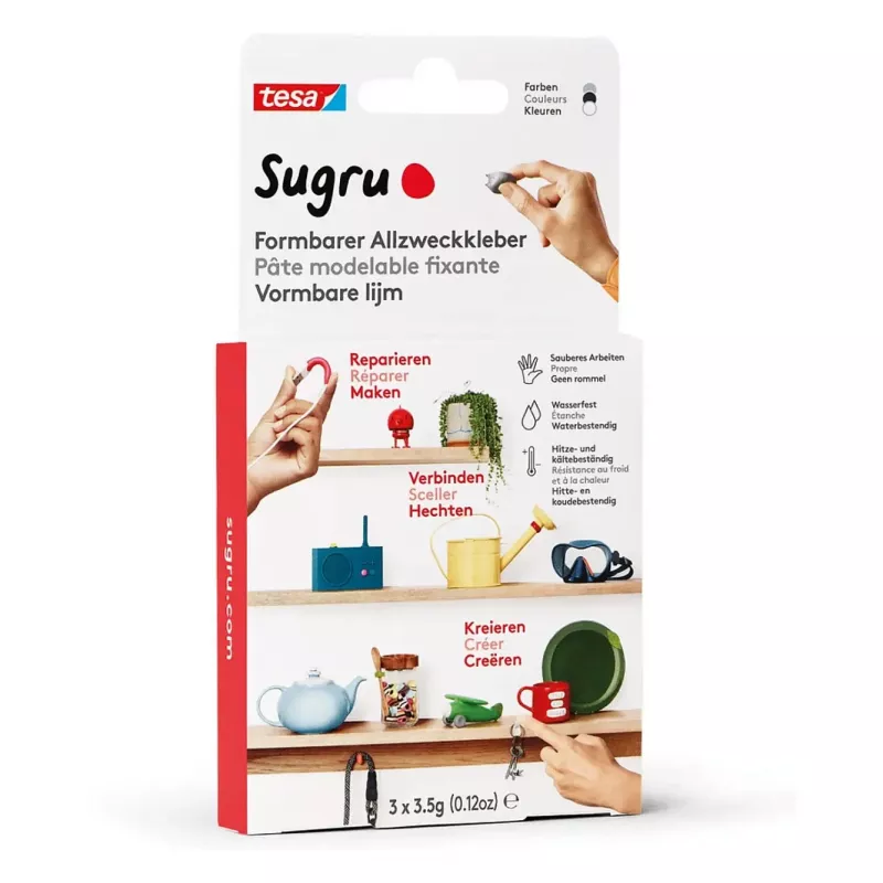 Tesa Sugru formbarer All-Purpose Adhesive 3er Black