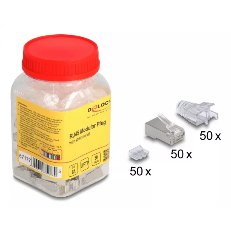 DeLOCK 67177 RJ45 Wire Connector Silver Transparent Male 50 pcs