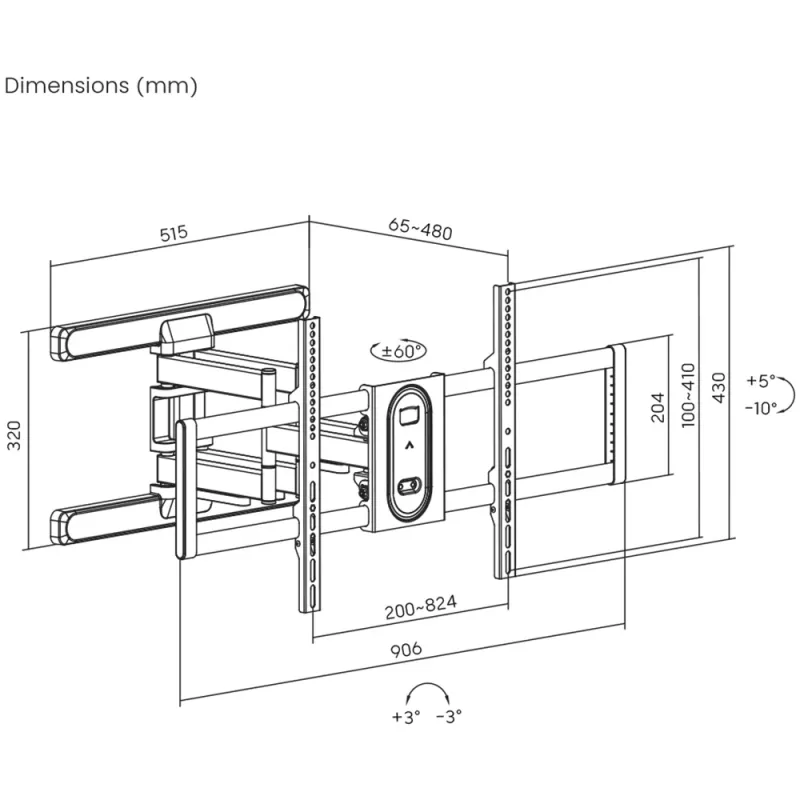 SBOX PLB-8148 TV wall mount for 43–100 kg, mounting plate 800×400 mm