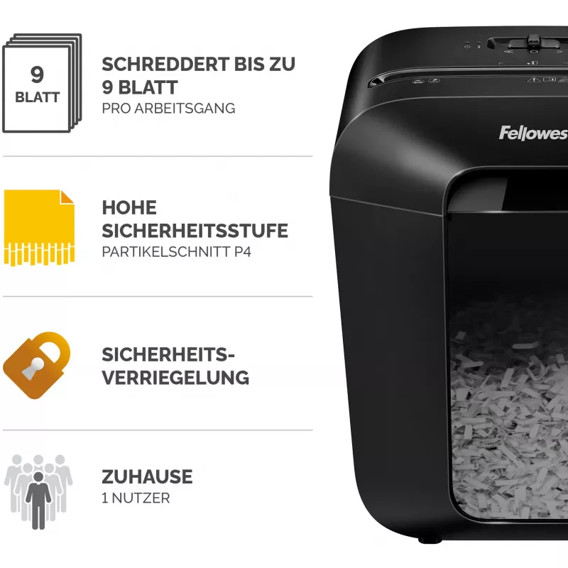 Fellowes Powershred LX50 paper shredder Particle-cut shredding Black
