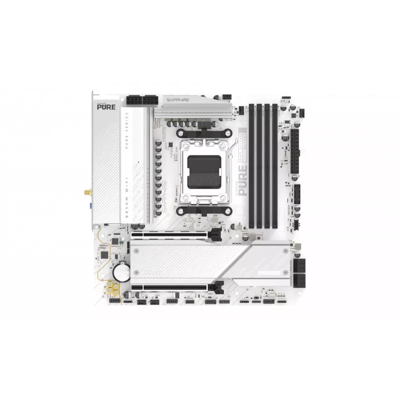 Motherboard Sapphire PURE B850M WIFI Micro ATX — AMD B850, Socket AM5, DDR5 up to 8000 MHz, 4 DIMM, Wi‑Fi 6, 2.5Gb LAN, 2× M.2, PCIe 5.0 x16