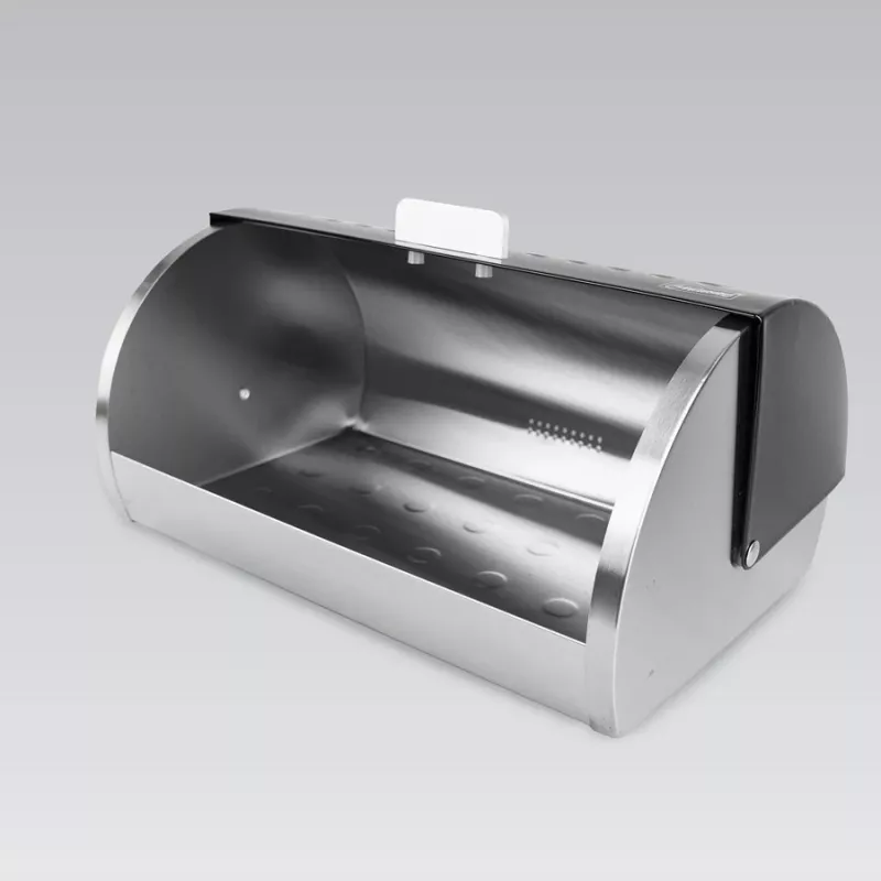 Countertop breadbox Maestro MR-1676 Black — stainless steel, hinged lid, 385×255×190 mm