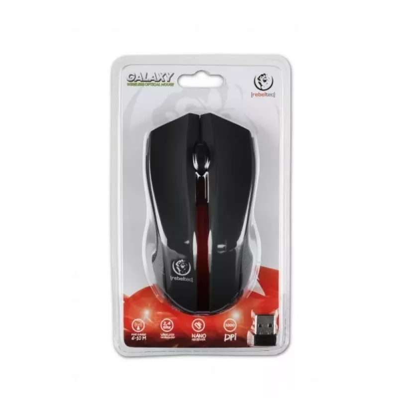 Wireless optical mouse Rebeltec GALAXY black/red interface