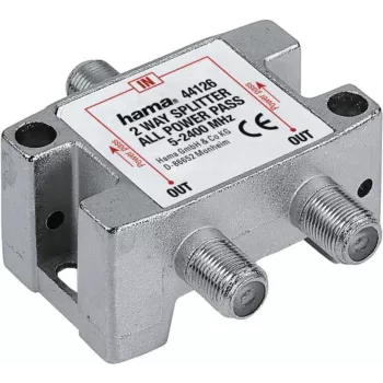 Satellite coaxial 2-way splitter HAMA Classic Line 2-way fully shielded — 2 outputs, fully shielded