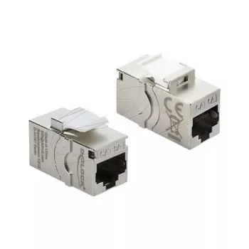 Patch panel keystone module DELOCK RJ45 Cat.6A with screw protection cap, blue
