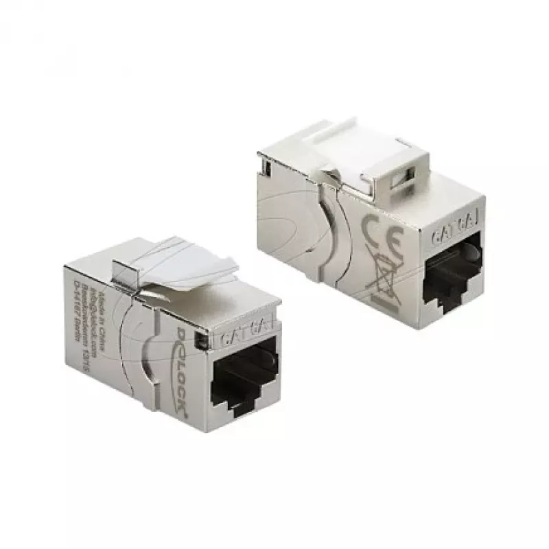 Patch panel keystone module DELOCK RJ45 Cat.6A with screw protection cap, blue