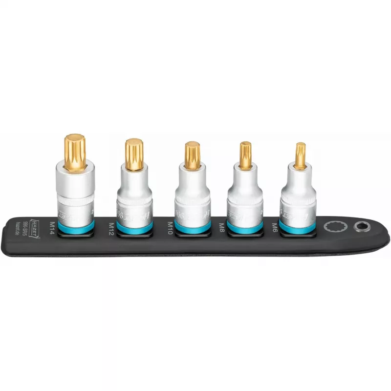 Socket Set Hazet 990-SR/5 multi-tooth short sockets, 5 pcs, sizes M6–M14