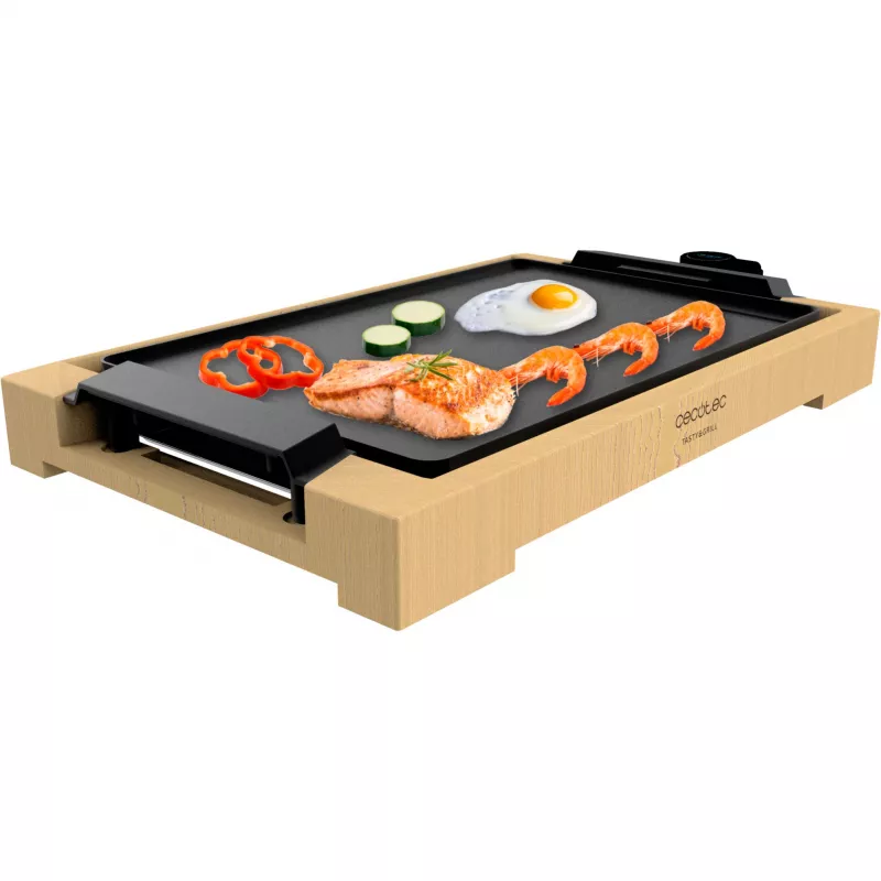 Table Grill Tasty&Grill 2000 Bamboo, Electric Grill Plate Wood, 2.000 Watt