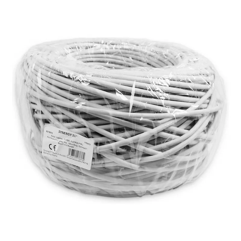 Synergy 21 S215672. Cable Length: 100 m, Cable standard: Cat6a, Cable shielding: S/FTP (S-STP), Cable Colour: Grey (S215672)