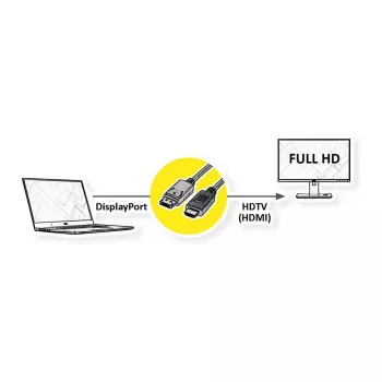 ROLINE Recycled Material 11.45.5781 video cable adapter 2 m DisplayPort HDMI Black