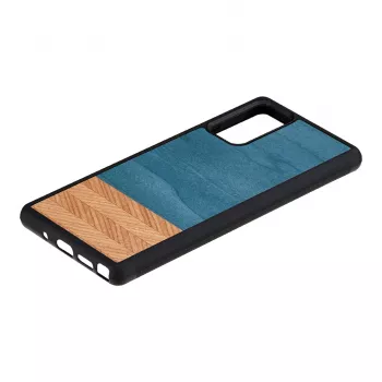 Smartphone case man and wood Galaxy Note 20 denim black — protective denim-style cover