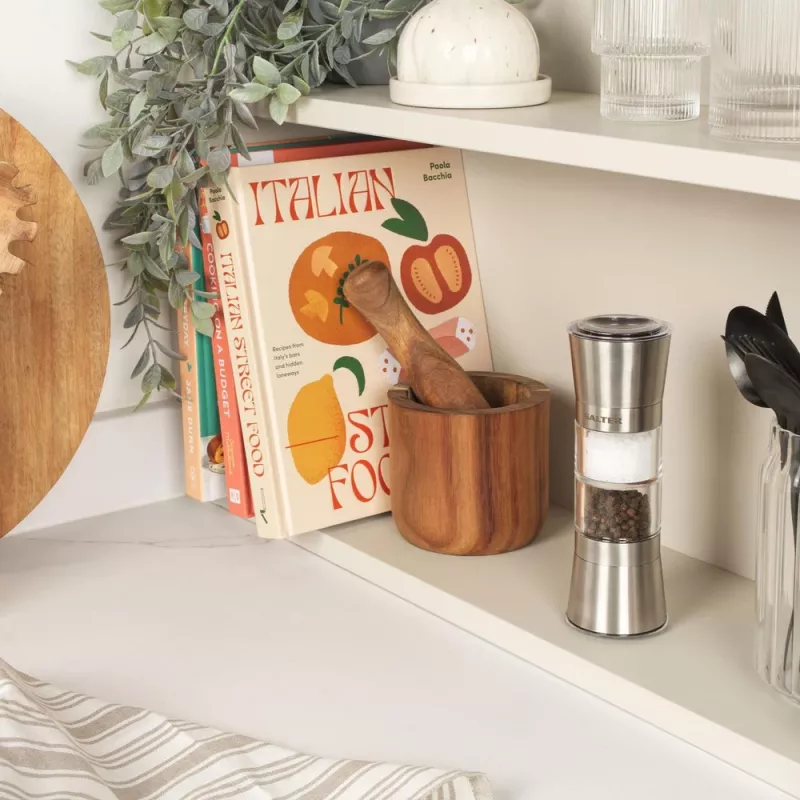 Salt and pepper mill Salter BW12957FEU7 Duo adjustable coarseness, manual tabletop grinder