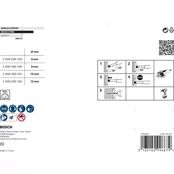 Bosch HSS Twist Drill Bits Cobalt Sets, Cutter, Hard ceramic, Tile, 1.2 cm, Bosch, Silver, 4 pc(s)