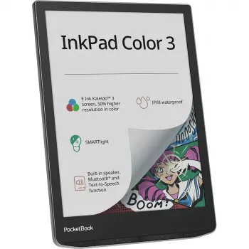 PocketBook InkPad Color 3 Stormy Sea. Display Diagonal: 19,8 cm (7.8), Technology: E Ink. Supported Document Formats: ACSM, AZW, AZW3, CBR, CBZ, CHM, DOC, DOCX, DjVu, EPUB,