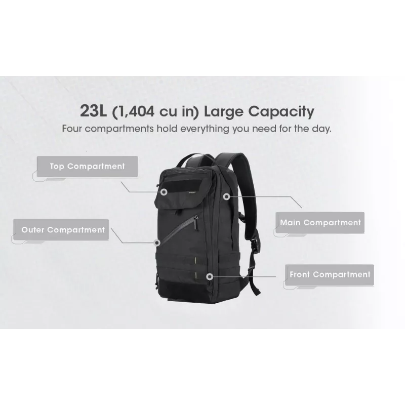 Nitecore BP23 backpack Travel backpack Black Nylon, Polyester