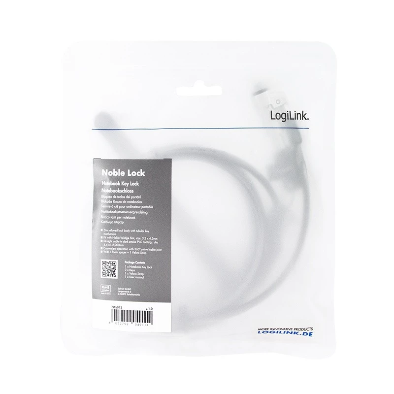 Cable lock LogiLink NBS012 Black Silver