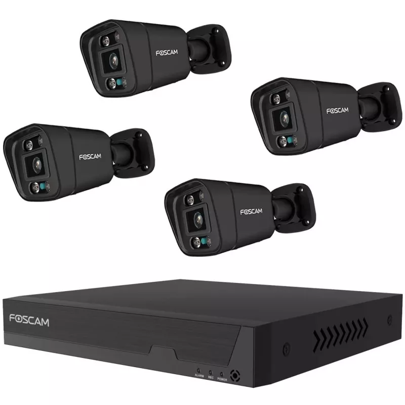 Surveillance Camera Set Foscam FN9108E-B4-2T — 4 Cameras with Recorder, Black