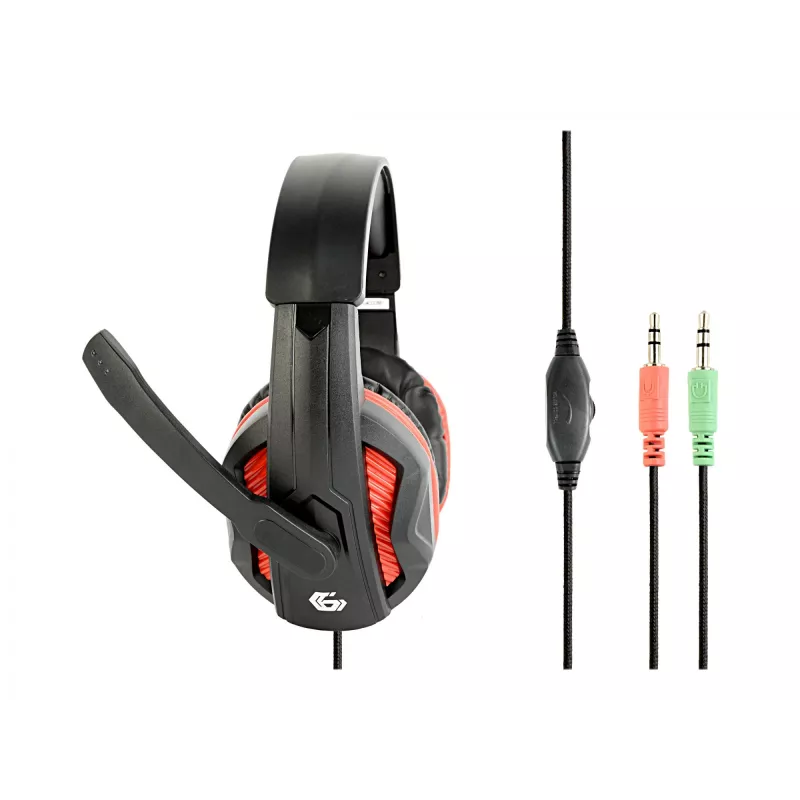 Wired gaming headset GEMBIRD GHS-03 — 20–20000 Hz, 2 m cable, 250 g, black/red
