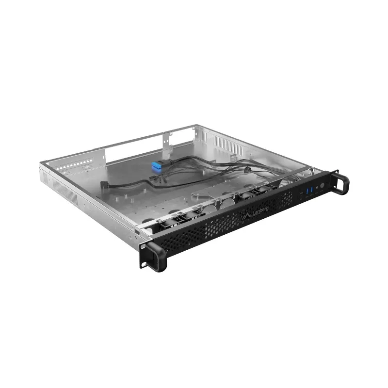 Lanberg SC01-4201-10B 1U Rackmount Server Chassis, ATX/SSI CEB, 4x 40mm PWM Fans, 2x USB 3.0, Black