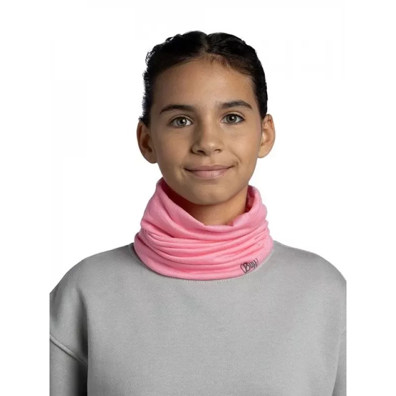 Multifunctional Kids Bandana Buff Merino Lightweight – solid rose pink, seamless merino wool headwear for children