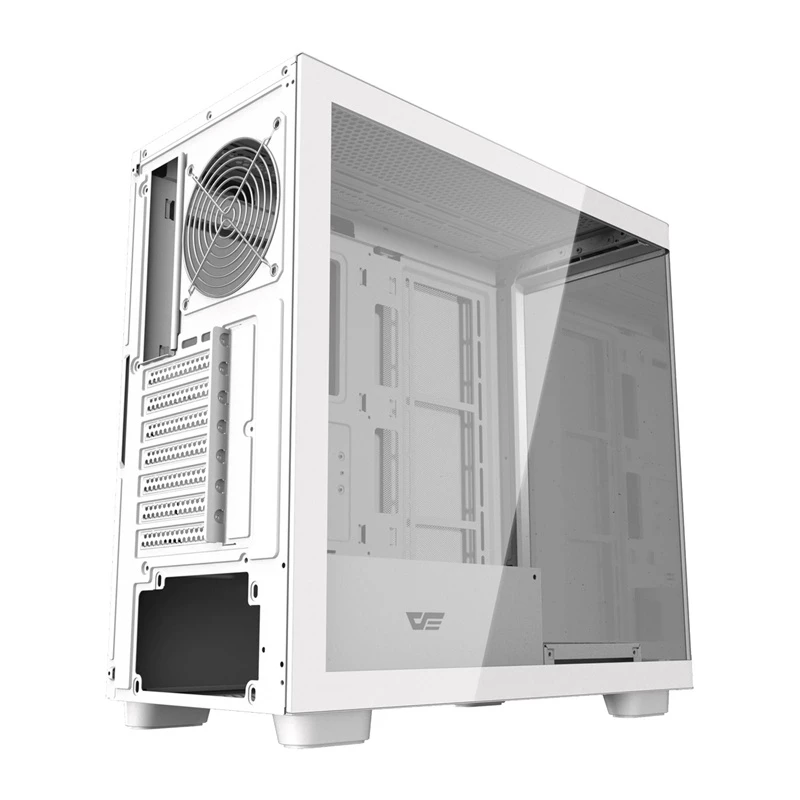 Computer case DarkFlash DS900G White — mid-tower, tempered glass, no fans