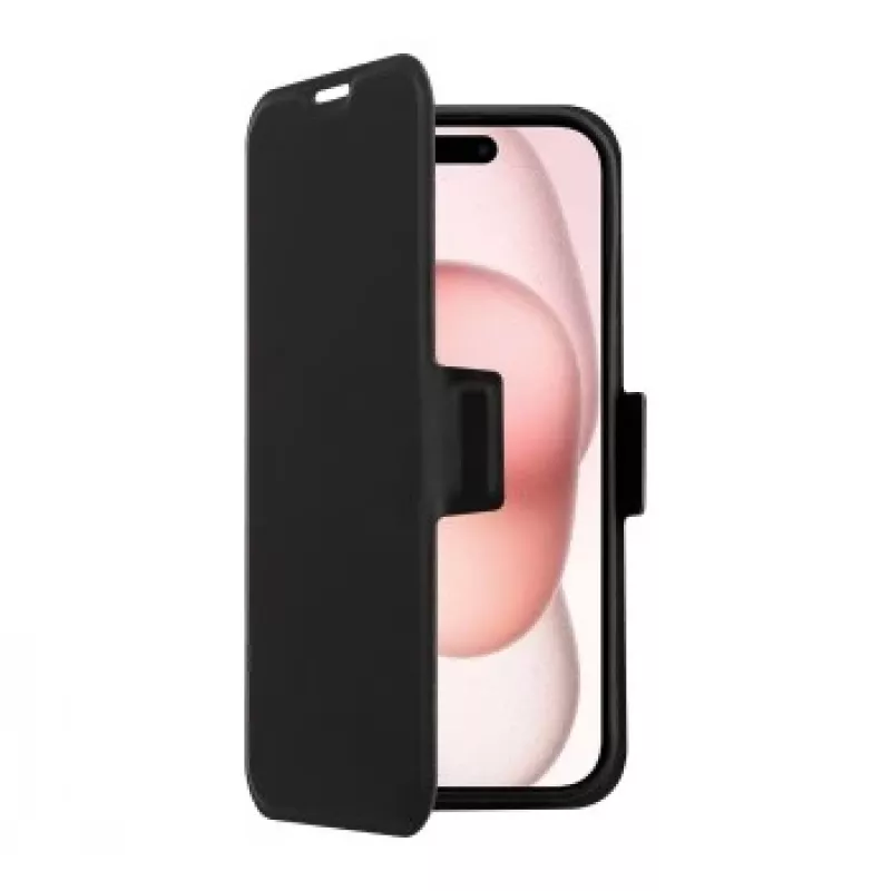 Phone case SCREENOR Clever for Apple iPhone 17 — MagSafe compatible, eco-leather with TPU frame, black