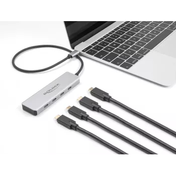 DeLOCK USB Type-C Hub 10 Gbps 4 Ports Aluminium Grey