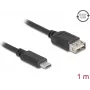 USB 2.0 cable DELOCK 81536 — USB‑C to USB‑A, 1 m, black, gold‑plated contacts