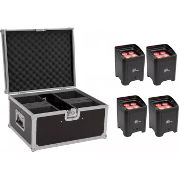 LED battery-powered lighting set EUROLITE AKKU UP-4 Entry QCL Spot 4x — compact rechargeable spot fixtures