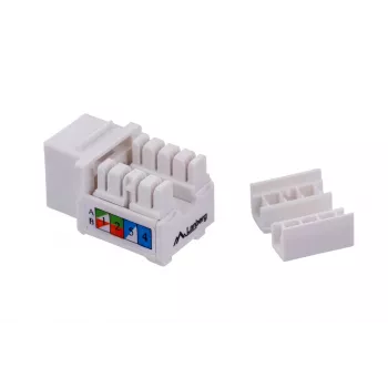 Keystone module LANBERG KSU6-1090, Cat6 U/UTP flat, RJ-45 male to LSA female, AWG 22/26, 14.5×16.1 mm, white