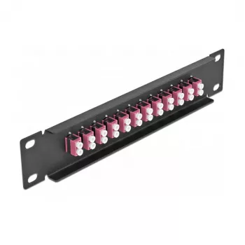 Fiber Optic Patch Panel DeLOCK 10 inch 12 Port LC Duplex violet 1U black