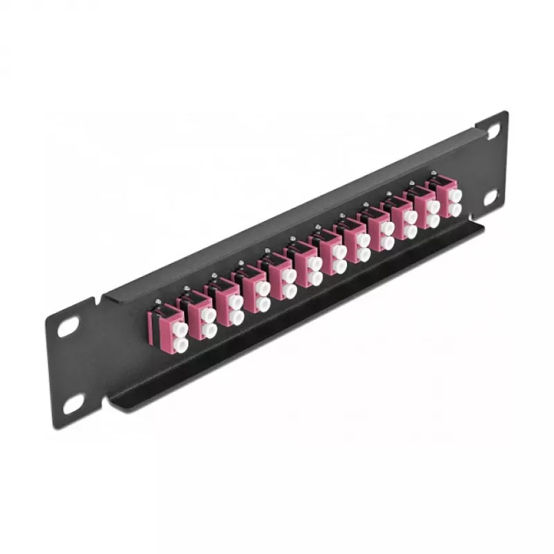 Fiber Optic Patch Panel DeLOCK 10 inch 12 Port LC Duplex violet 1U black