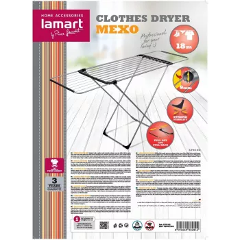 Clothes Dryer LAMART LT8102 size 18 M — 18 m drying line capacity, foldable indoor dryer