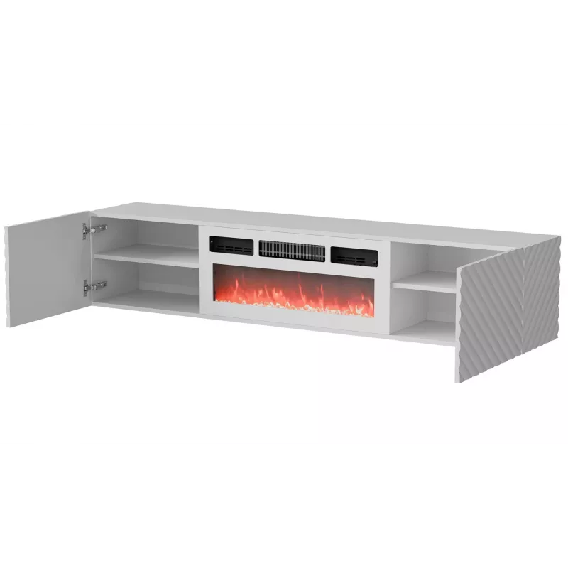 Cama RTV cabinet LARA 183x35x37 white matt + white mantelpiece