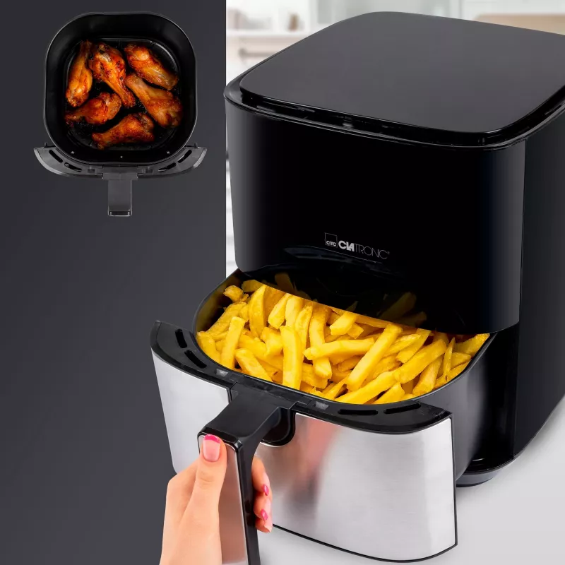 Clatronic FR 3782 H, Air Fryer, 5 l, 80 °C, 200 °C, Einzelbild, Black, Stainless Steel