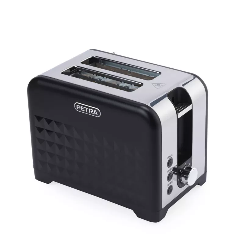 Toaster Petra PT6104BVDE 2-slice, black, adjustable browning, removable crumb tray