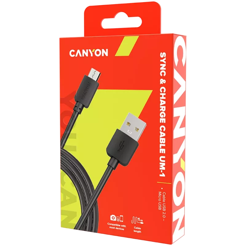 CANYON cable UM-1 MicroUSB 5W 1m Black