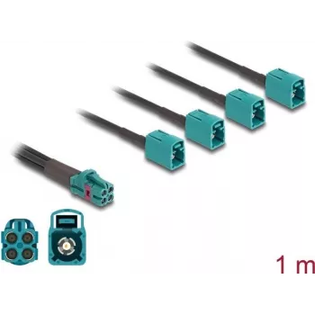 DeLOCK 90140 coaxial cable 1 m Mini FAKRA Z 4 x FAKRA Z Aqua Black