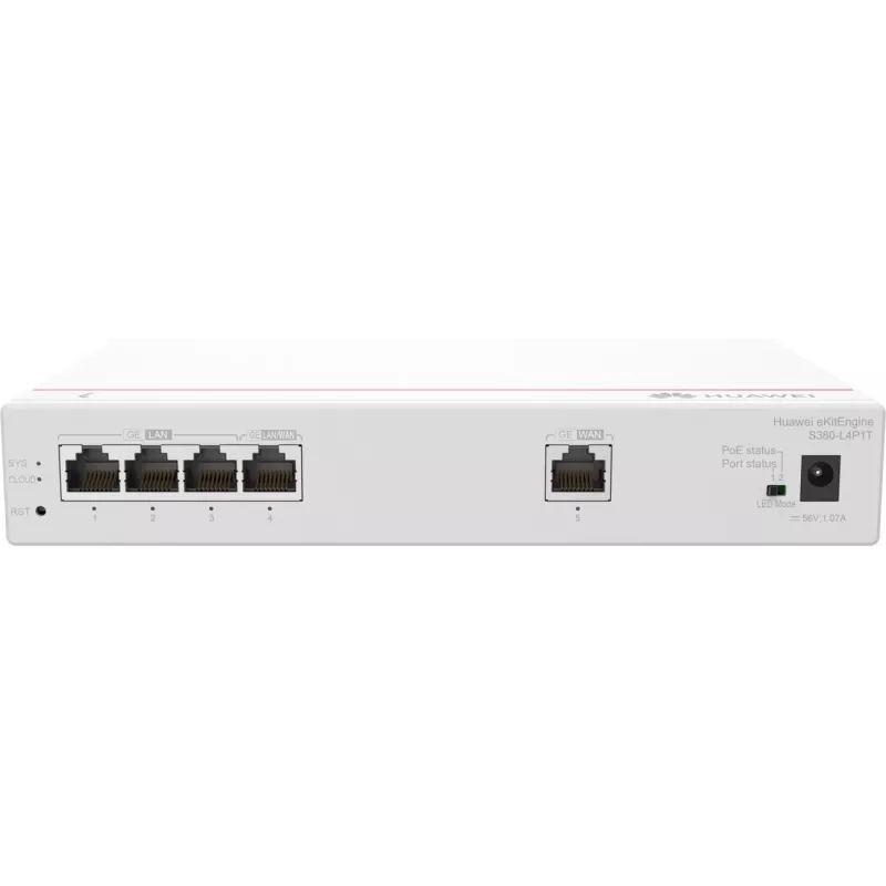 Huawei S380-L4P1T multi-service router, 1x WAN, 4x POE LAN 1x WAN, 4x POE LAN