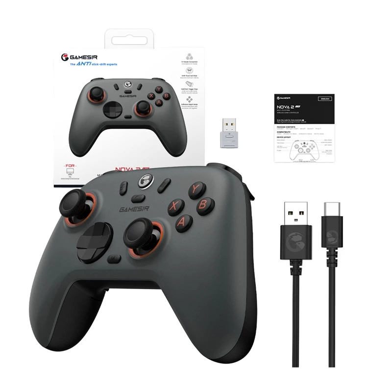 GameSir Wireless Controller Nova 2 Lite Gray — Bluetooth compatible, compact gaming controller