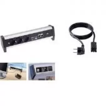Power extension Bachmann DESK 1 3 AC outlets Black Grey