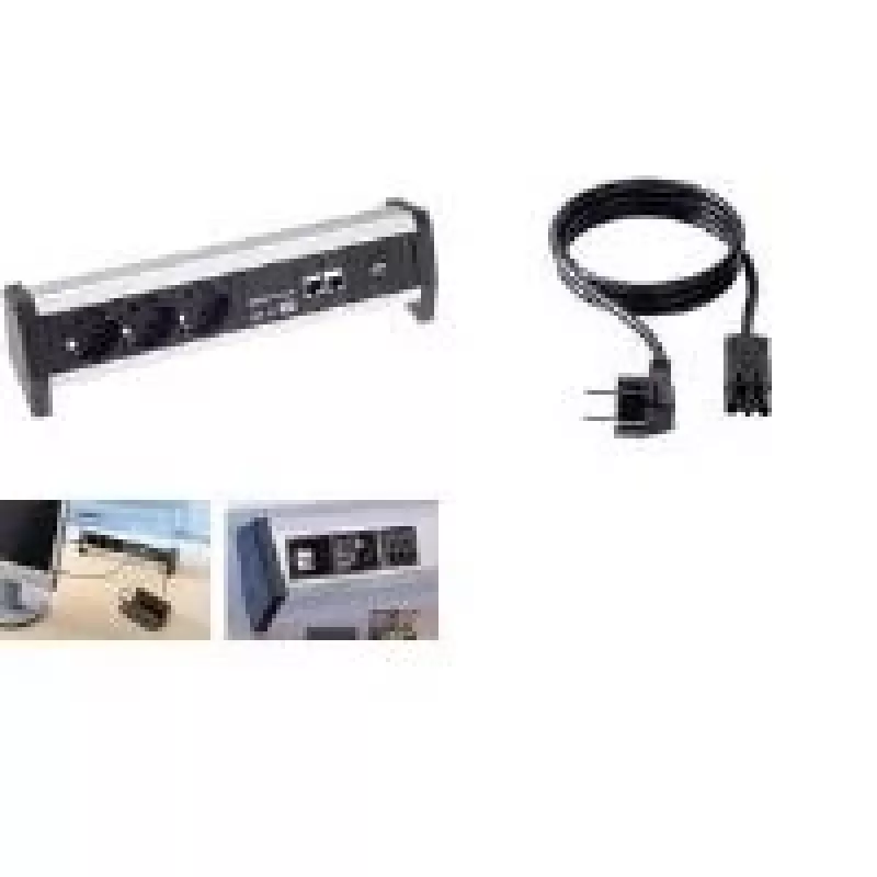 Power extension Bachmann DESK 1 3 AC outlets Black Grey