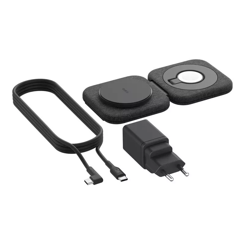 Wireless 2-in-1 Charging Station Belkin BOOSTCHARGE PRO QI2 WIZ026VFBK — wireless fast charging for phone and earbuds