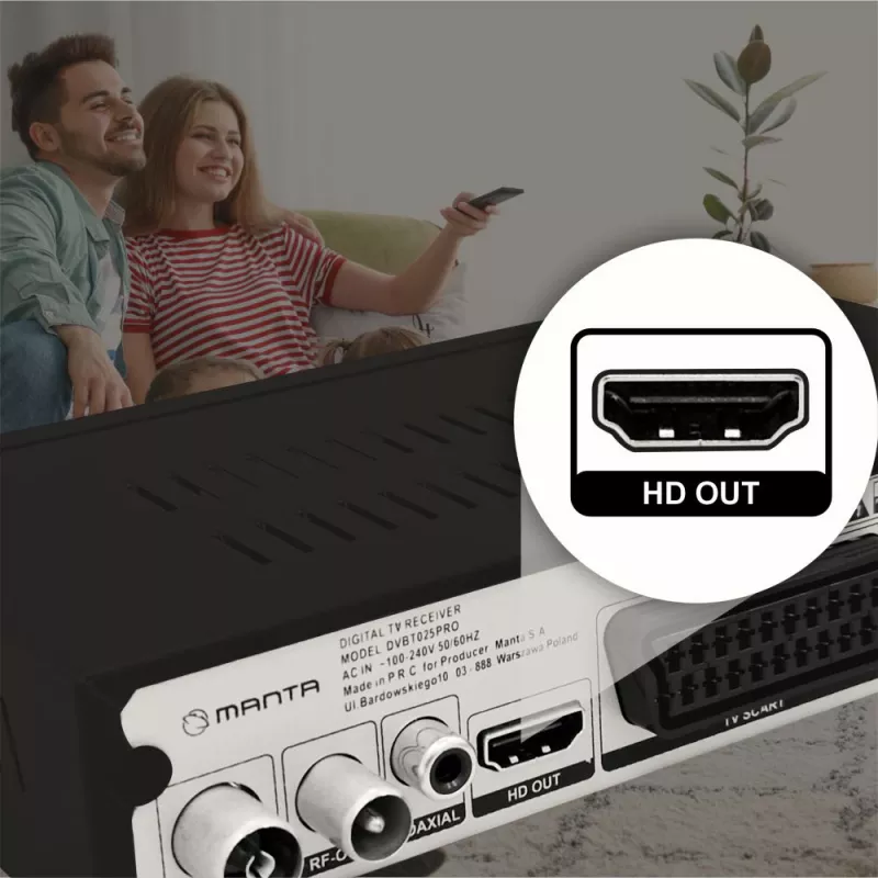 Digital TV Receiver MANTA DVBT025PRO DVB-T2 Full HD support USB recording