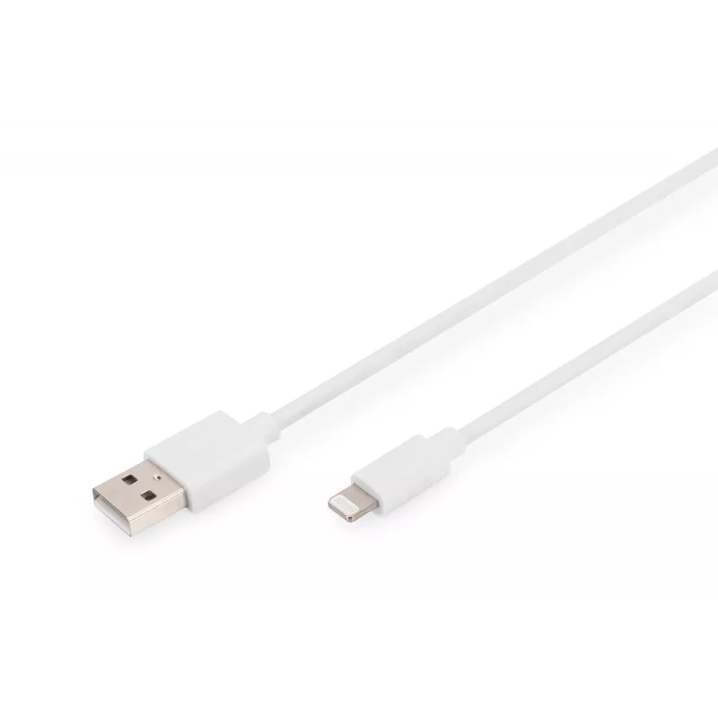 DIGITUS - Lightning-Cable - Lightning (M) to USB (M) - 1,0m - Double Insulation - White - Moulded - for Apple iPad/iPhone/iPod (Lightning) (DB-600106-010-W)
