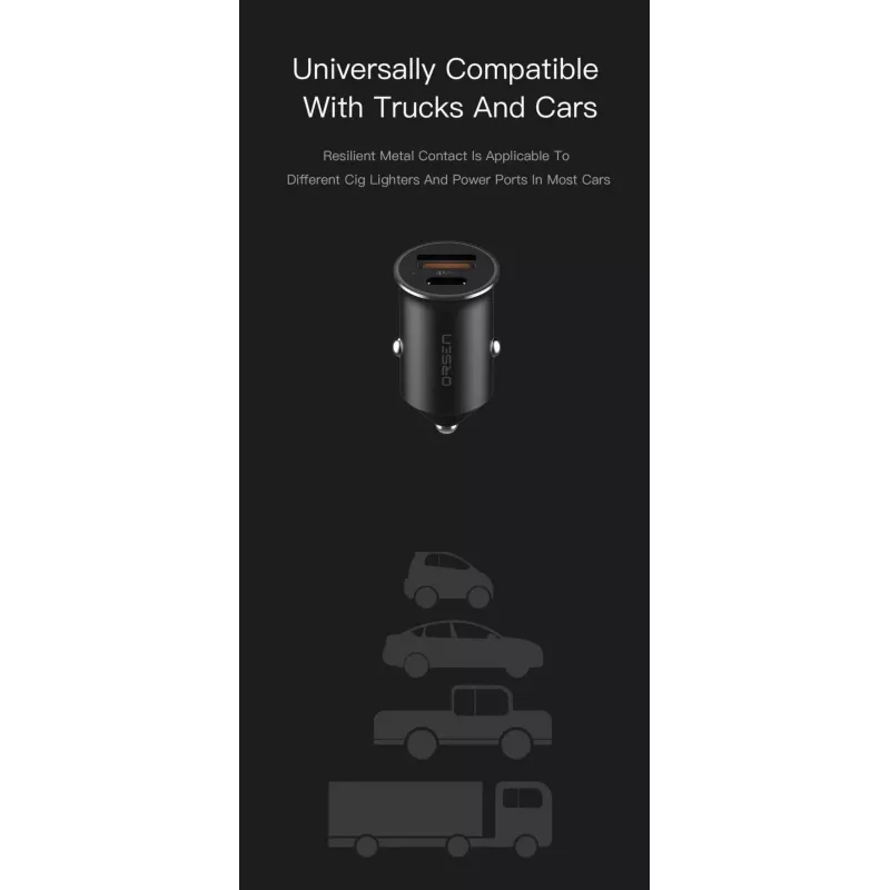 Car Charger Orsen C8 45W — 45W USB-C PD Fast Charging, Black